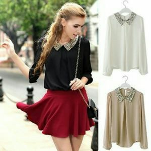 Sequin Peter Pan collared blouse.