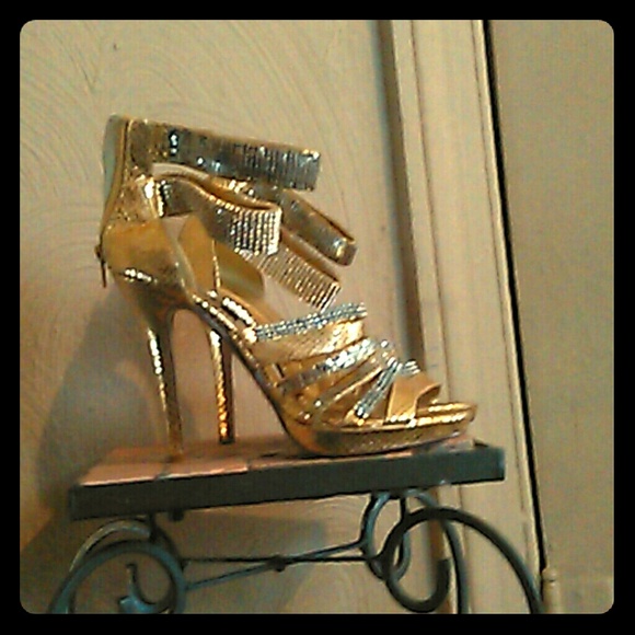Gold high heels