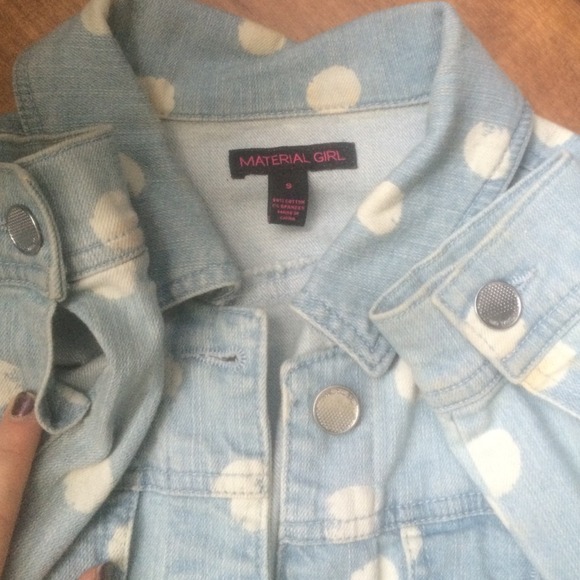 Material Girl Polka Dot Denim Jacket - SZ S - Picture 2 of 5