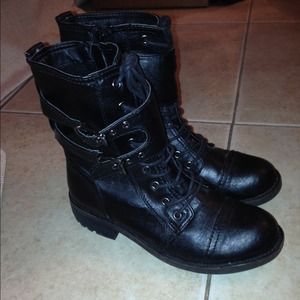 Black military style boots