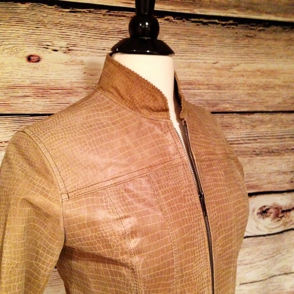 Hugo Buscati Exotic Leather Jacket Blazer Tan XS - Picture 2 of 4