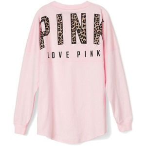 PINK Varsity Crew Leopard and Light Pink