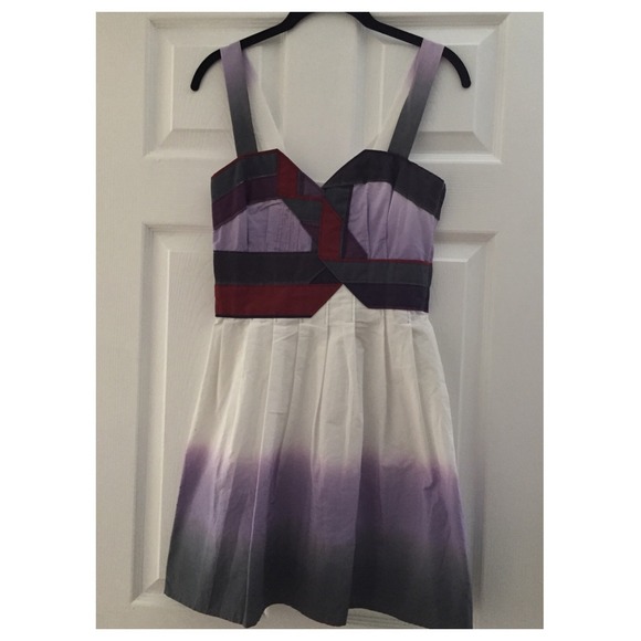 NWOT 100% cotton dress - white/purple - Picture 2 of 3