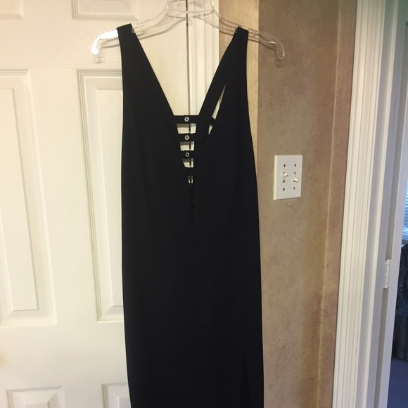 Sexy sleek long black eve dress