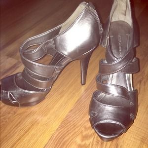 Bc bf generation metallic silver strappy heels