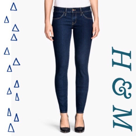 H&M Denim - H&M Dark Denim Blue Low Rise Skinny Jeans