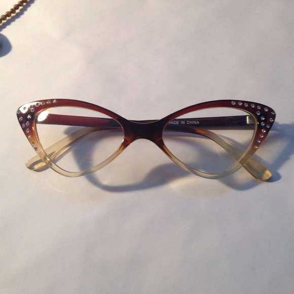 Rhinestone cats eye glasses