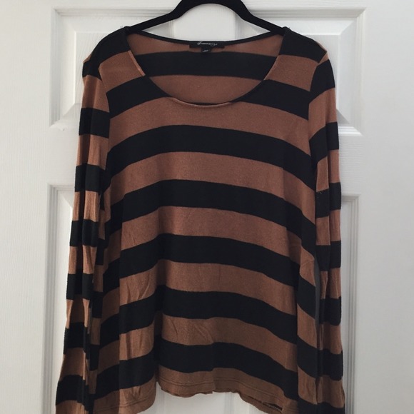 Striped trapeze sweater - camel/black - Picture 2 of 2