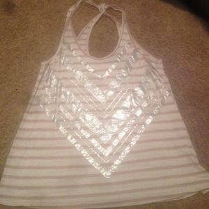 Holographic tank top. Crosses in the back