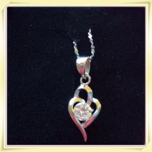 Sterling Silver/CZ Heart Necklace