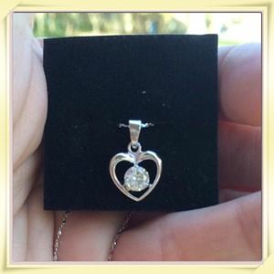 Sterling Silver/CZ Heart Necklace