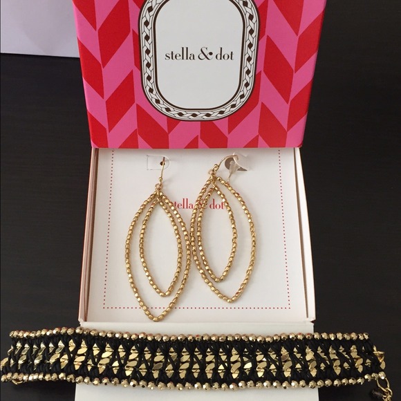 Stella & Dot braclett and earrings
