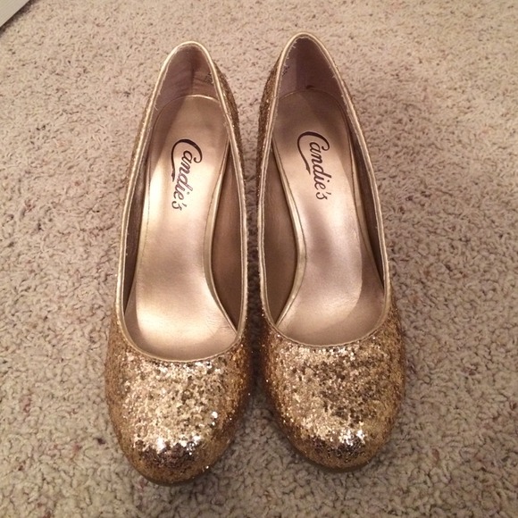 Candie's Gold sequin high heels