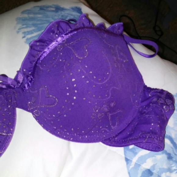 36c purple sparkle bra and scarf and earings