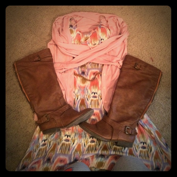 Riding boots, dress and cardigan bundle!