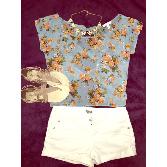 Sheer Blue Floral Blouse - Picture 1 of 3
