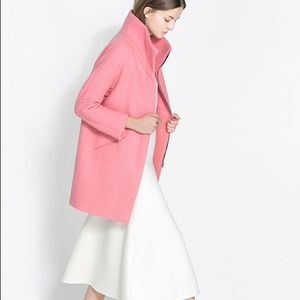 pink wool coat zara