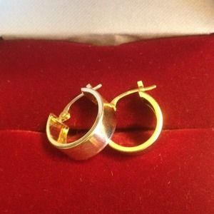 14k hoop earrings + sterling bracelet