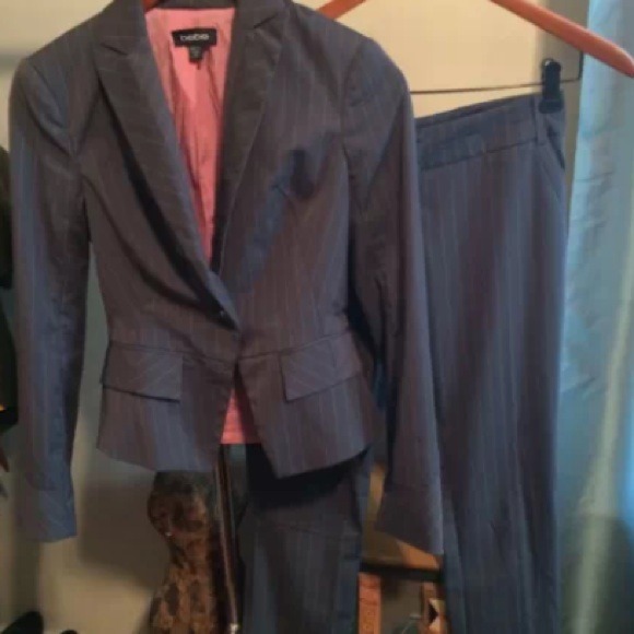 Bebe Grey w pink stripe suit!!