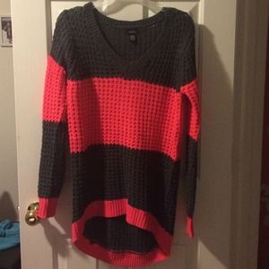 Grey and hot pink sweater