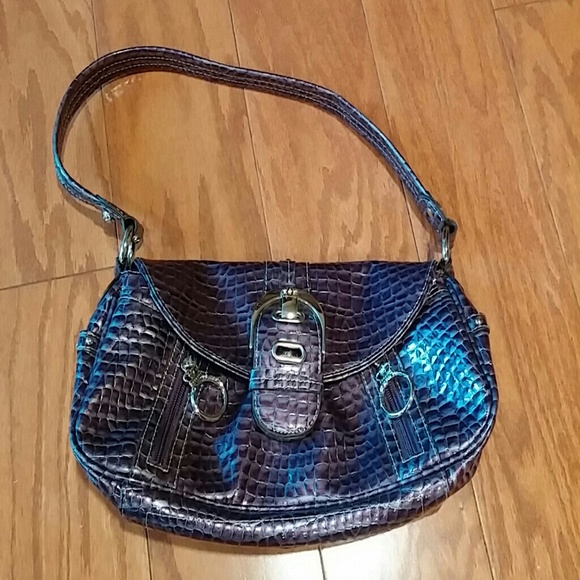 kvz purple croc handbag.  about 13" long 7" tall,