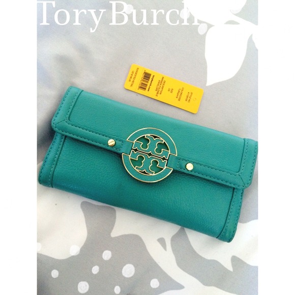 Tory Burch Amanda Foldable Envelope Wallet Turq.