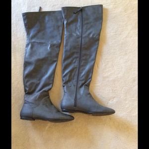 Zara Grey leather high boots
