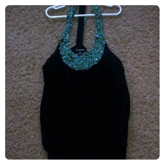 Bebe turquoise t-strap top.