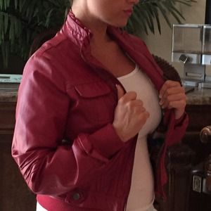 Joy Jou faux-leather jacket trendy and stylish!