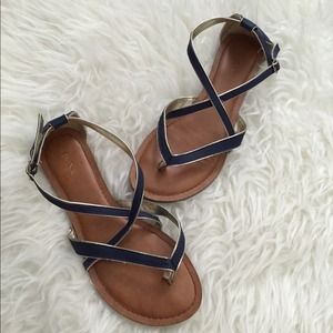 Navy blue and gold Merona sandals