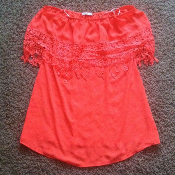 Neon coral off the shoulder sundress.