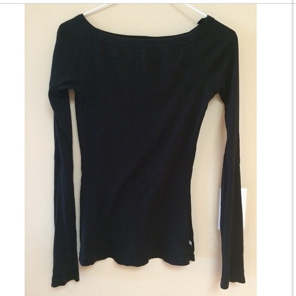 James perse size 2 black ribbed longsleeve shirt