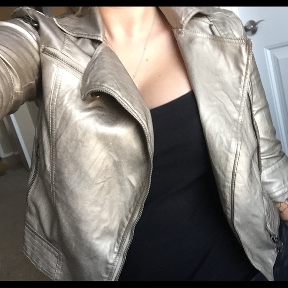 Gold champagne moto jacket cropped!