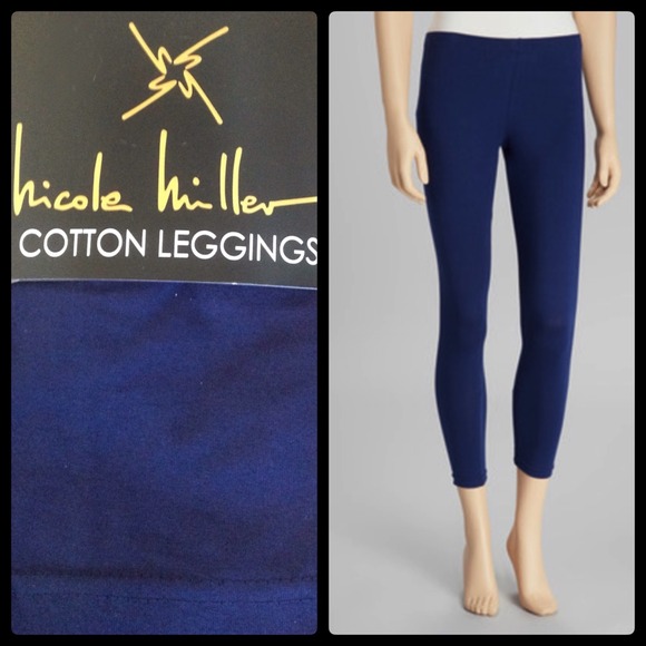 SOLD Nicole Miller Leggings Navy Blue Black Label - Picture 2 of 3