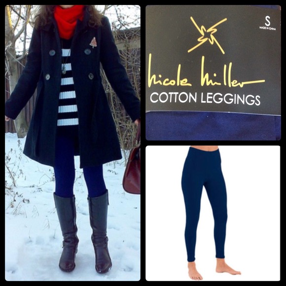 SOLD Nicole Miller Leggings Navy Blue Black Label - Picture 3 of 3
