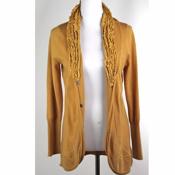 Anthropologie Guienevere mustard 100%wool cardigan