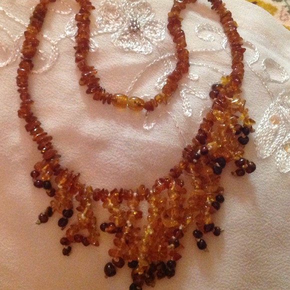 Gorgeous Genuine Amber Chandelier Necklace.