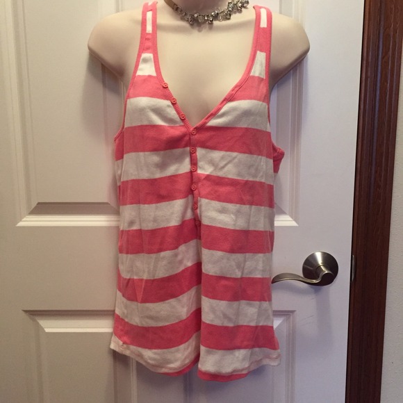 Make & Model Pink & White Tank Top Striped