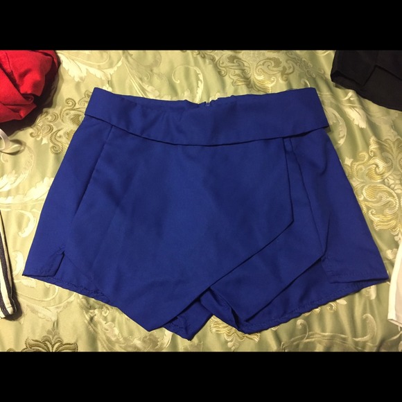 Asymmetric royal blue shorts "skort"