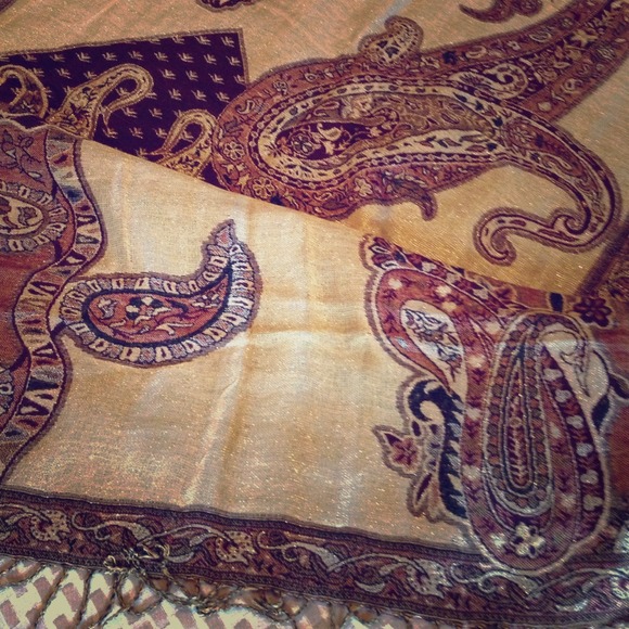 Brown, Gold, Purple  design Pashmina