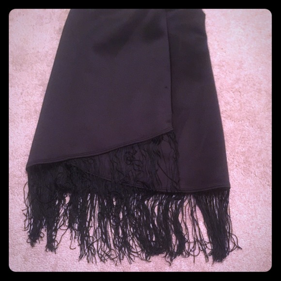 High waisted black midi skirt