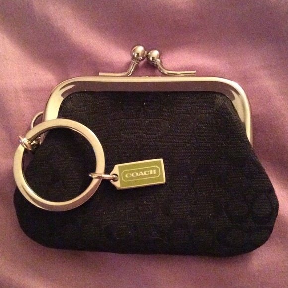Coach Black C sig Coin Purse