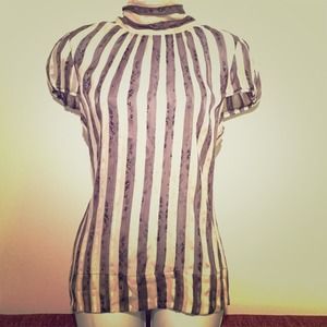 Silk Striped Cap Sleeve Top