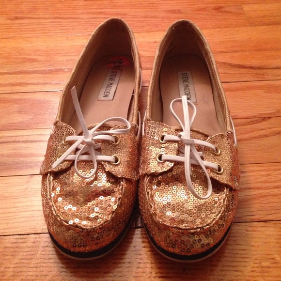 Cute gold sparkly boat shoes