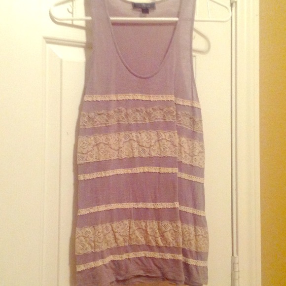 Gray and cream lace tank