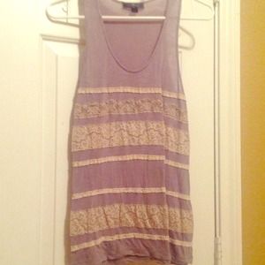 Gray and cream lace tank