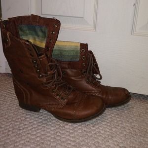 Brown combat boots