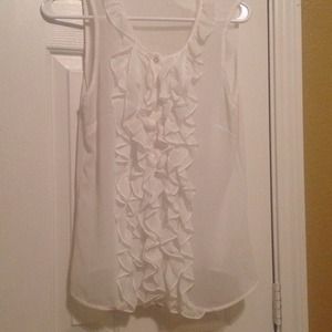 White ruffled top