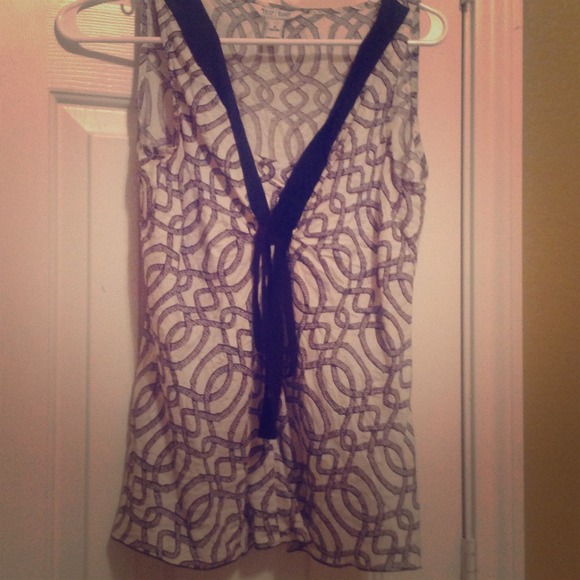 Black and white silk top