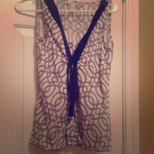 Black and white silk top